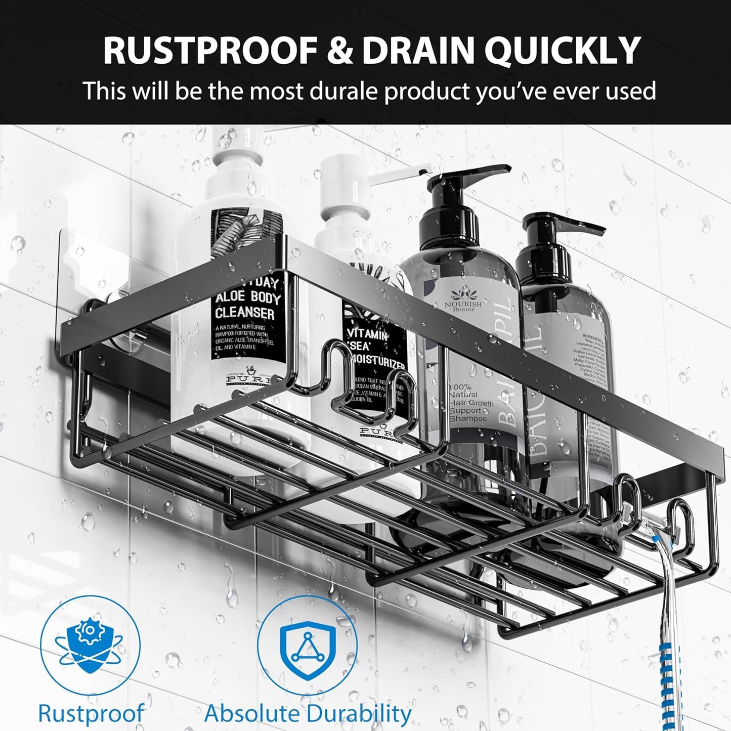 Adhesive Shower Caddy Organizer Shelves Rack - 5 Pack Corner Bathroom Storage Organization, Home & Kitchen Decor inside RV Accessories, Hanging First Apartment Household Camper Essentials