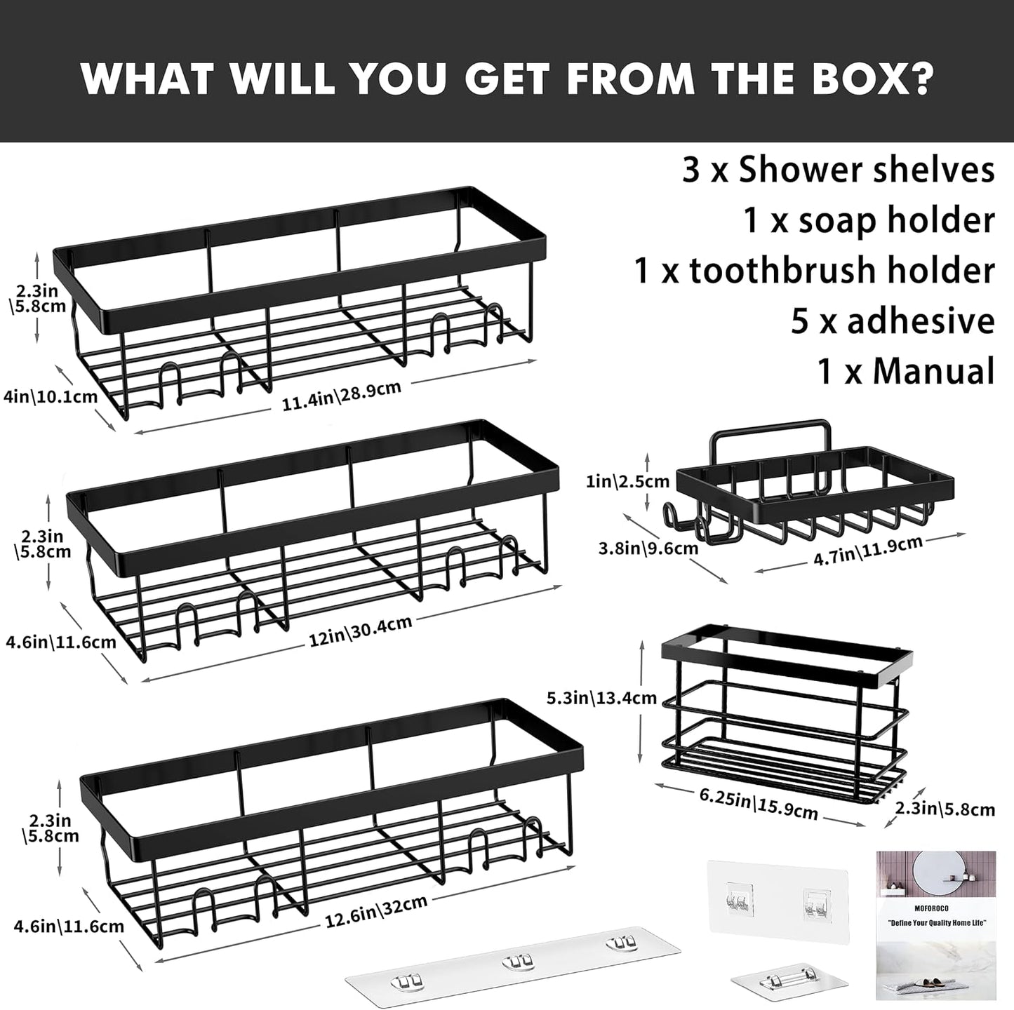 Adhesive Shower Caddy Organizer Shelves Rack - 5 Pack Corner Bathroom Storage Organization, Home & Kitchen Decor inside RV Accessories, Hanging First Apartment Household Camper Essentials