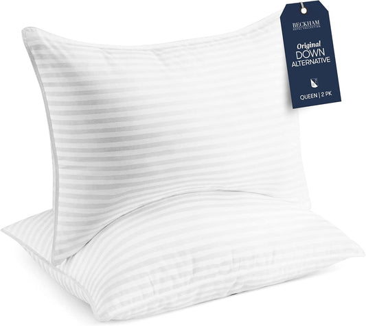 Bed Pillows Standard/Queen Size Set of 2 - Original down Alternative Pillow for Sleeping - Bedding for Back, Stomach or Side Sleepers
