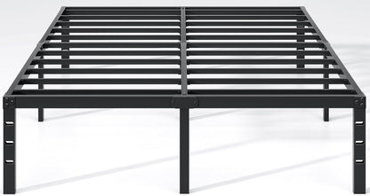 Metal Bed Frame,Queen Size Bed Frame with Storage Space,Heavy Duty Sturdy Mattress Foundation,Easy Assembly,No Box Spring Needed, Black,14 Inch,Queen