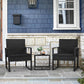 Black 3-Piece Wicker Patio Set with Coffee Table