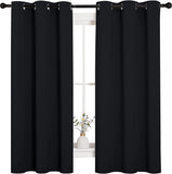 Halloween Pitch Black Solid Thermal Insulated Grommet Blackout Curtains/Drapes for Bedroom Window (2 Panels, 42 Inches Wide by 63 Inches Long, Black)