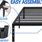 Metal Bed Frame,Queen Size Bed Frame with Storage Space,Heavy Duty Sturdy Mattress Foundation,Easy Assembly,No Box Spring Needed, Black,14 Inch,Queen
