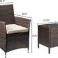 3-Piece Rattan Wicker Patio Set - Outdoor Garden Furniture with Table (Brown/Beige)