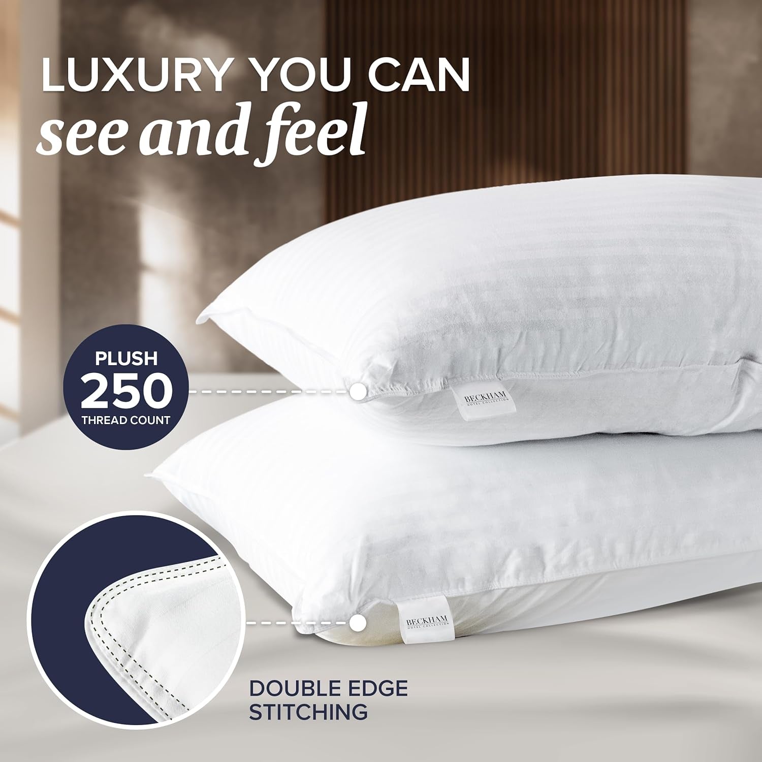 Bed Pillows Standard/Queen Size Set of 2 - Original down Alternative Pillow for Sleeping - Bedding for Back, Stomach or Side Sleepers