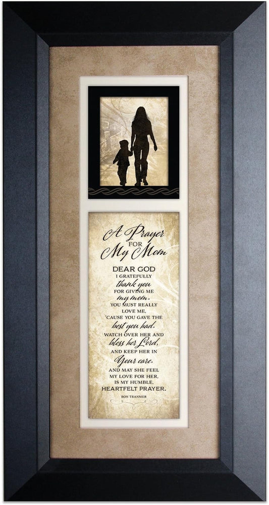 a Prayer for My Mom Wood Wall Art Frame Plaque | 8 Inches X 16 Inches | Hanger for Hanging | Dear God I Gratefully Thank You for Giving Me My Mom | Mother Gift