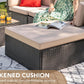 5-Piece Beige Wicker Patio Sofa Set with Cushions & Glass Table